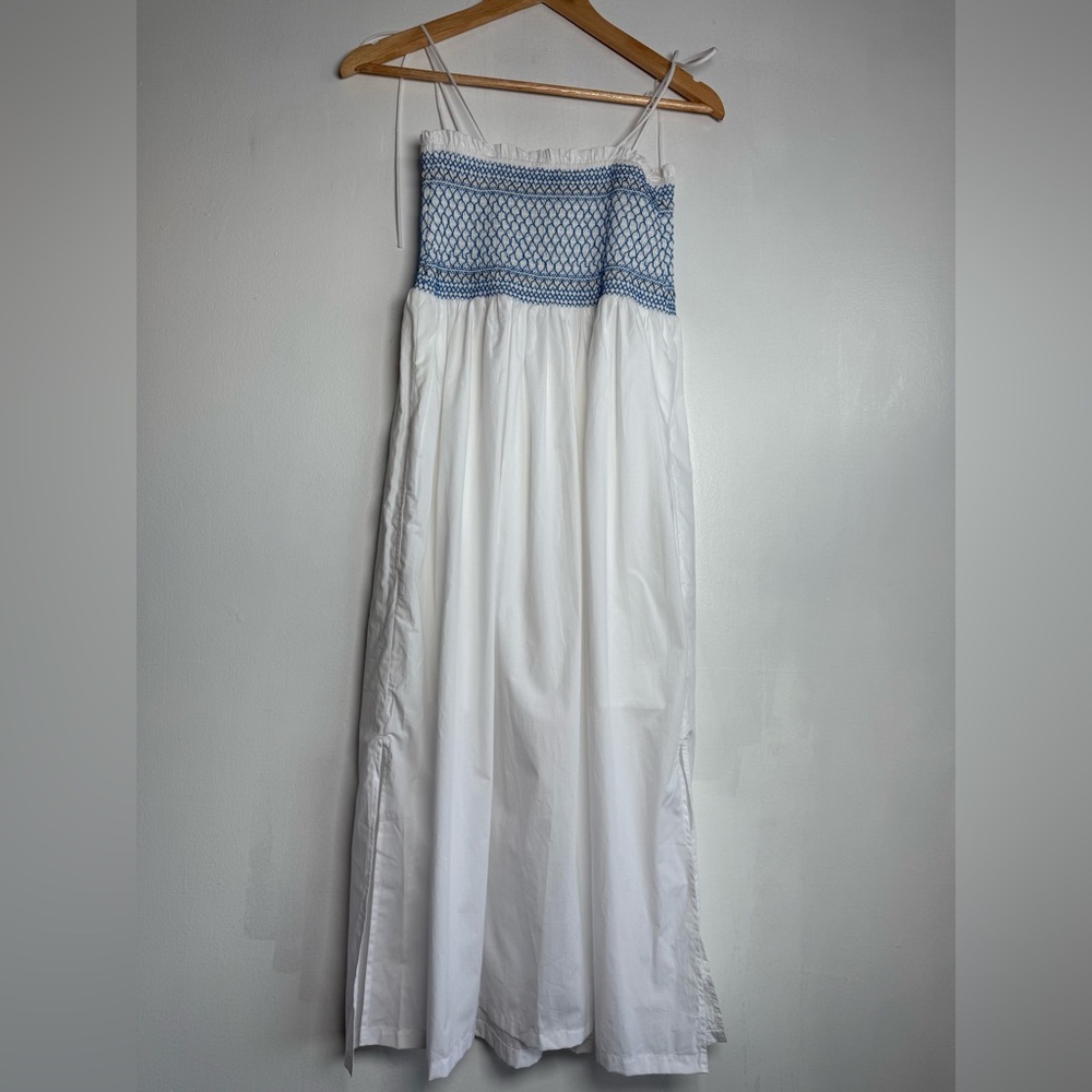 J.CREW Paloma Midi Dress in Striped Cotton Poplin White/Blue Size XS - Picture 7 of 13